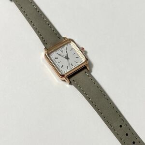 Ladies Quartz Watch Rose Gold Tone Case With Olive Green Suede Band